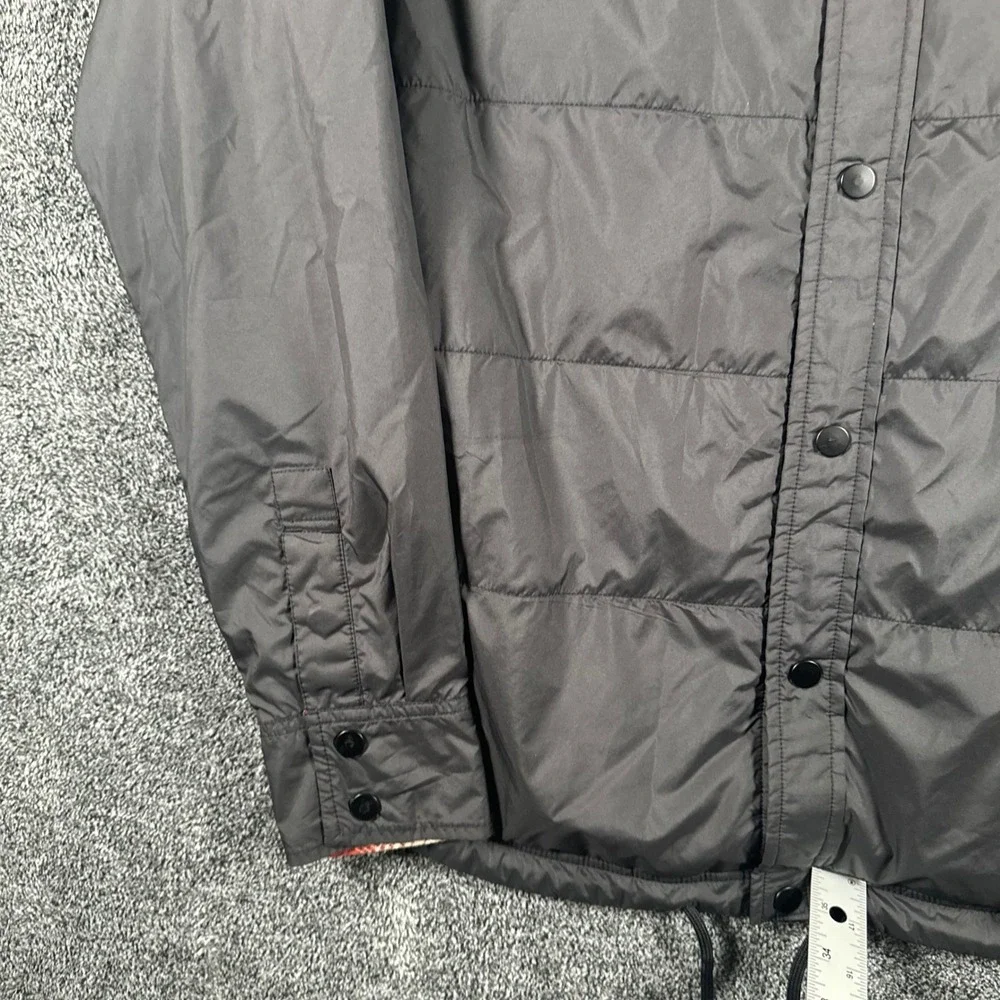 The North Face Jacket Mens S Reversible Quilted Plaid Flannel Black Red Puffer